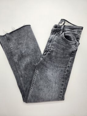Rag & Bone Harley High Rise Straight Crop Jeans Gray Wash Raw Hem Women's 23